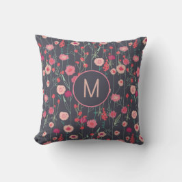 Monogram Floral Dark Kissen