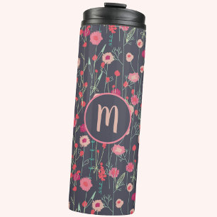 Monogram Floral Dark Thermosbecher
