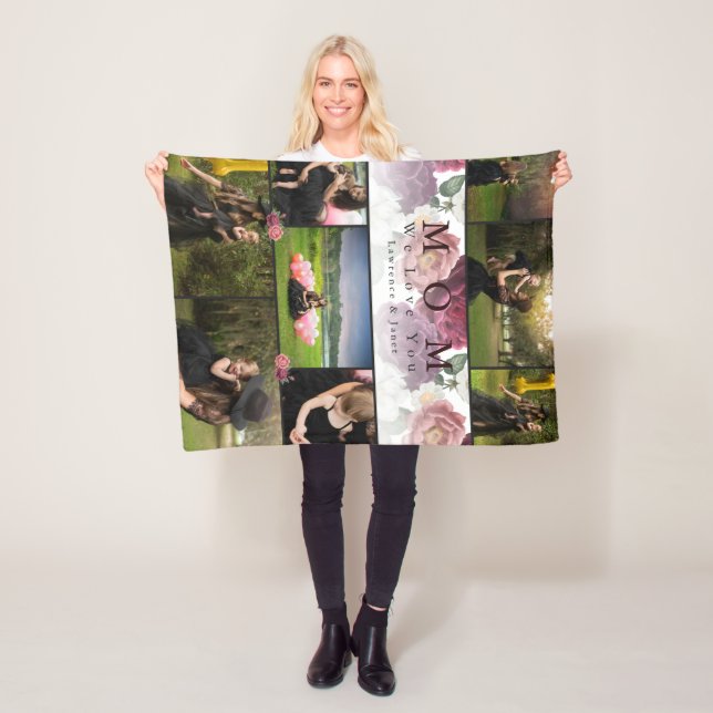 Monogram Floral Family and Mother Foto Collage Fleecedecke (Beispiel)