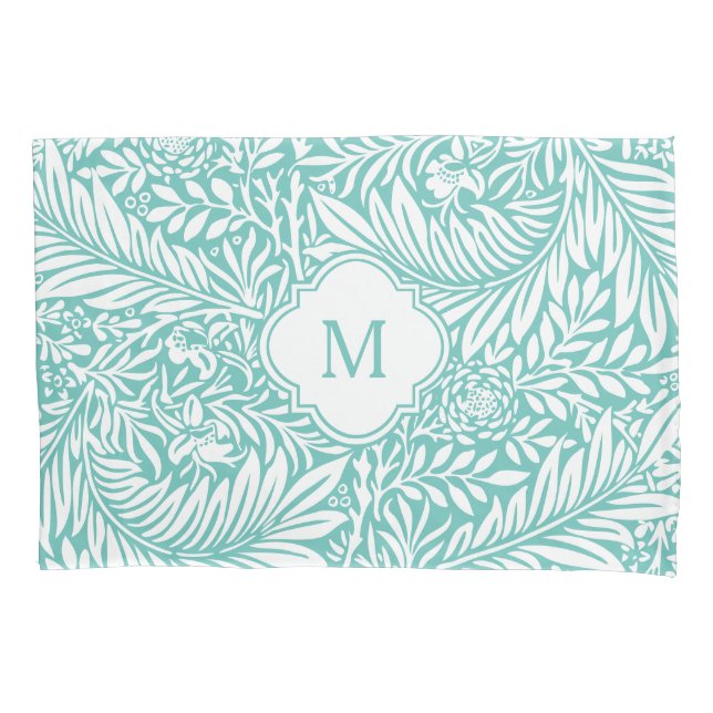 Monogram Floral Foliage William Morris Pattern Kissenbezug (Vorderseite)