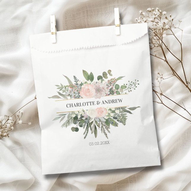 Monogram Floral Hochzeiten Geschenktütchen (Monogram Floral Weddings Favor Bag)