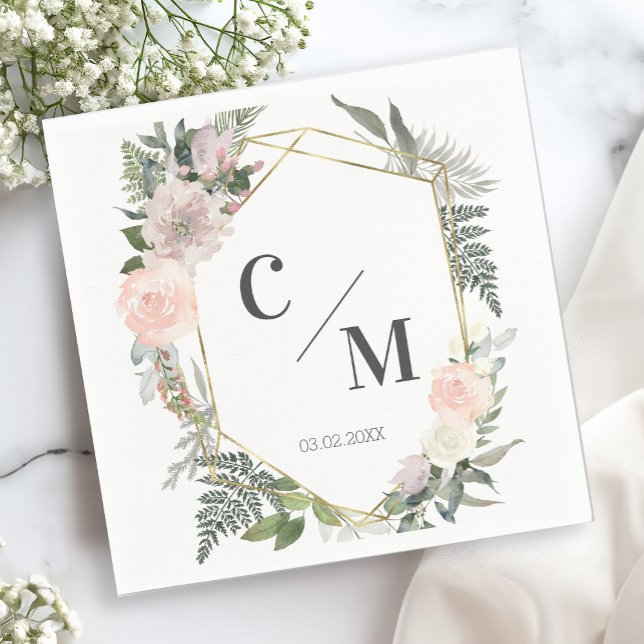 Monogram Floral Hochzeiten Serviette (Von Creator hochgeladen)