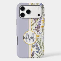 Monogram Floral iPhone Cover-Pink Aqua Gelb