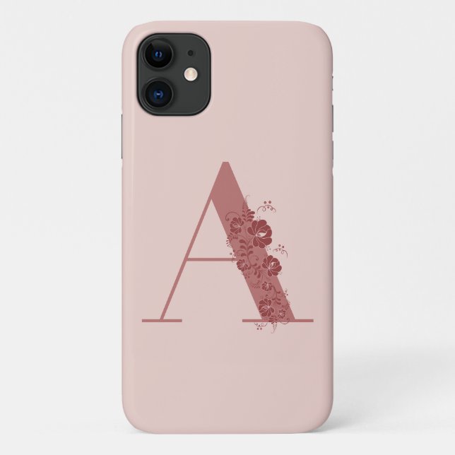 Monogram Floral Letter A iPhone Case (Rückseite)