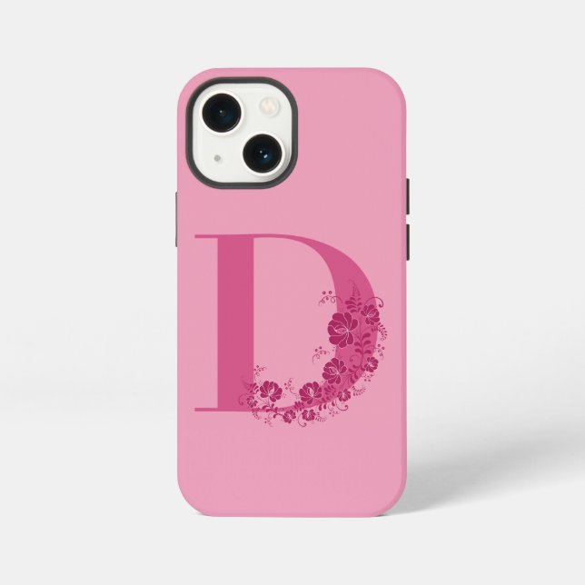 Monogram Floral Letter D iPhone Case Hülle (Rückseite)