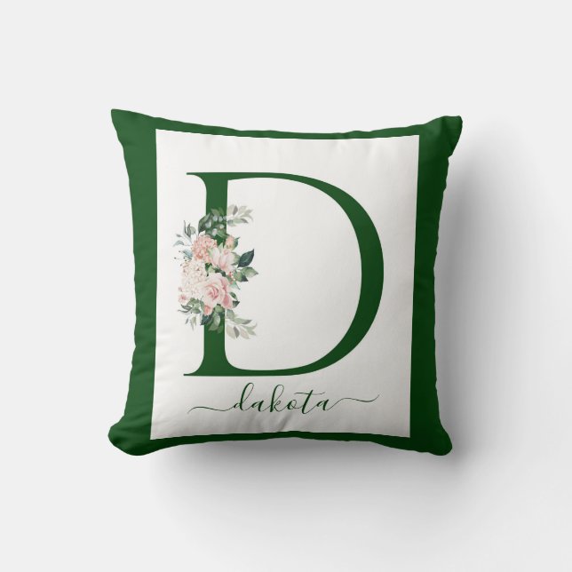 Monogram Floral Letter D Kissen (Vorderseite)