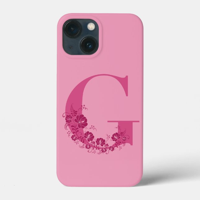 Monogram Floral Letter G iPhone Case (Rückseite)