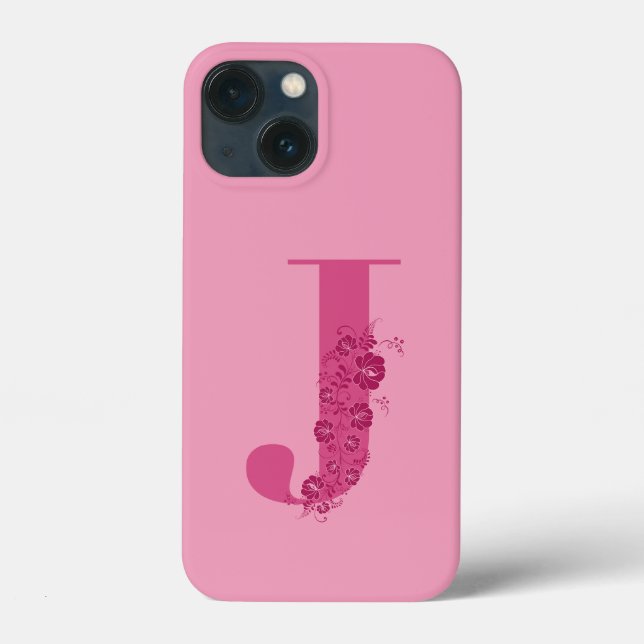 Monogram Floral Letter J iPhone Case (Rückseite)