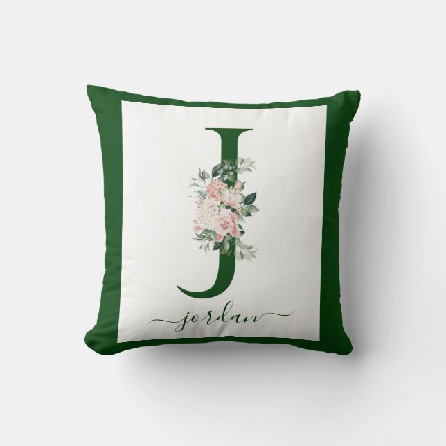 Monogram Floral Letter J Kissen (Vorderseite)