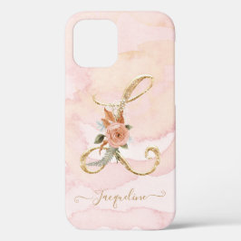 Monogram Floral Letter L Gold Script Case-Mate iPhone Hülle