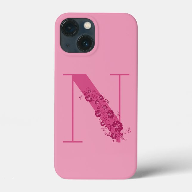 Monogram Floral Letter N iPhone Case (Rückseite)