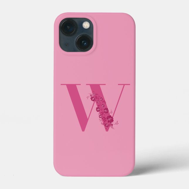Monogram Floral Letter W iPhone Case (Rückseite)