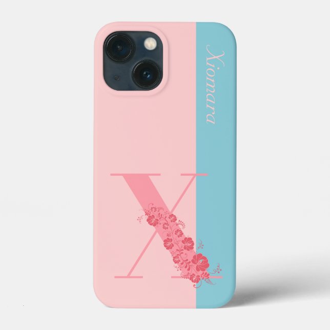 Monogram Floral Letter X iPhone Case (Rückseite)