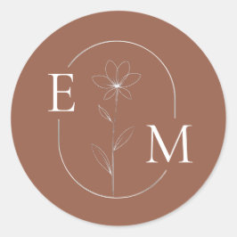 Monogram Floral Minimalistic Wedding Sticker