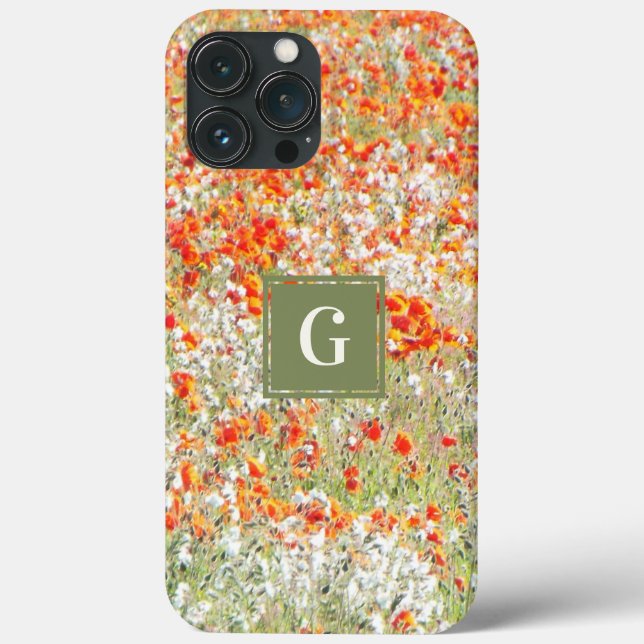 Monogram Floral Modern Girly Wild Blume Stilvoll Case-Mate iPhone Hülle (Rückseite)