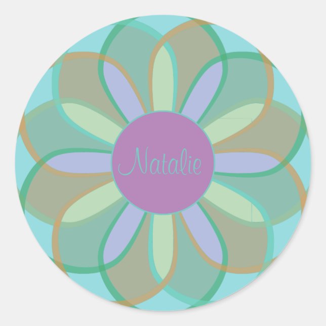 Monogram Floral Pattern Runder Aufkleber (Vorderseite)