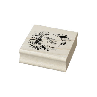 Monogram Floral Scripte Gummistempel