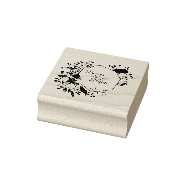 Monogram Floral Scripte Gummistempel (Stempel)