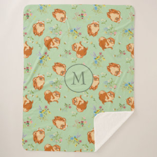 Monogram Floral Spitz Muster Minze Green Sherpadecke