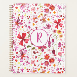 Monogram Floral Watercolor Modernes Muster Planer