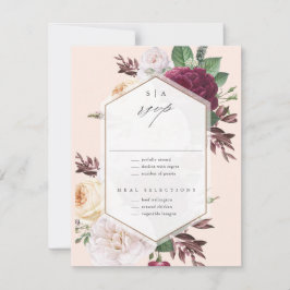 Monogram Floral Wedding RSVP Karte