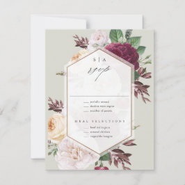 Monogram Floral Wedding RSVP Karte