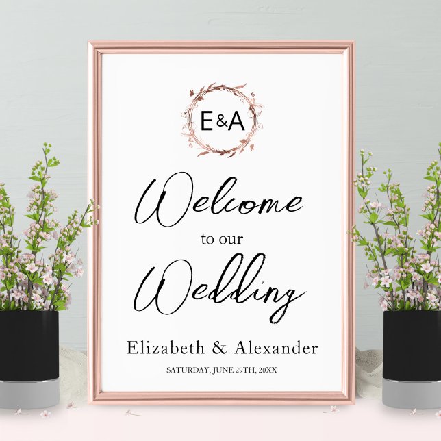 Monogram Floral Wedding Welcome Sign Foam Boar Poster (Von Creator hochgeladen)