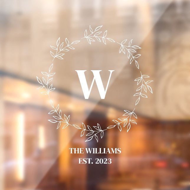 Monogram Floral Wreath Family Café Office Fensteraufkleber (Blatt 2)