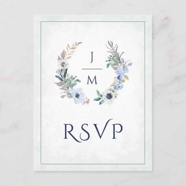 Monogram Floral Wreath Wedding Meal Choice UAWG Postkarte (Vorderseite)