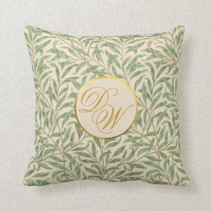 Monogram Foliage Morris Green Blätter Imitats Gold Kissen