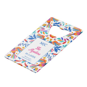 Monogram Folk Art Floral Fiesta Gastgeschenk Hochz Geldbeutel Flaschenöffner