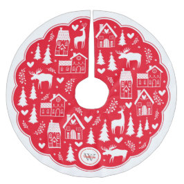 Monogram Folk Art Holiday Weihnachtsbaumrock Polyester Weihnachtsbaumdecke