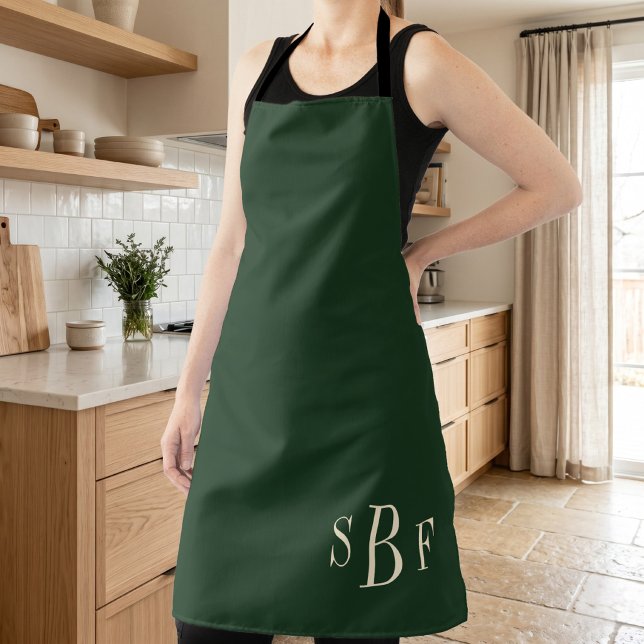 Monogram Forest Green Boho Moody Kitchen Gift Schürze (Monogram Forest Green Boho Moody Kitchen Gift Apron)