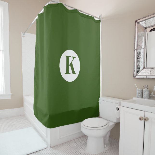 Monogram Forest Green farbenfroh elegant Modernst Duschvorhang (Beispiel)