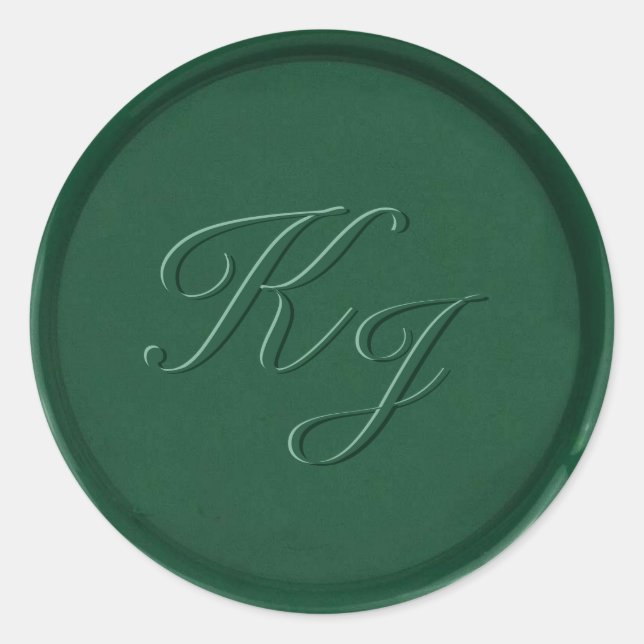 Monogram Forest Green Wax Siegel Sticker (Vorderseite)
