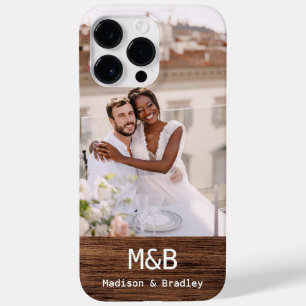 Monogram Foto Couple Wood Personalisiert Name Case-Mate iPhone 14 Pro Max Hülle