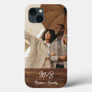 Monogram Foto Couple Wood Personalisiert Name Case-Mate iPhone Hülle