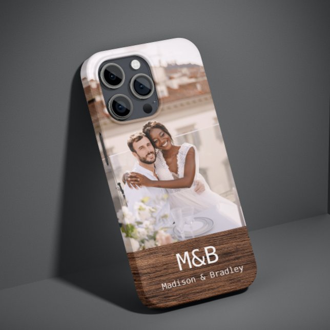 Monogram Foto Couple Wood Personalisiert Name Case-Mate iPhone Hülle (Von Creator hochgeladen)