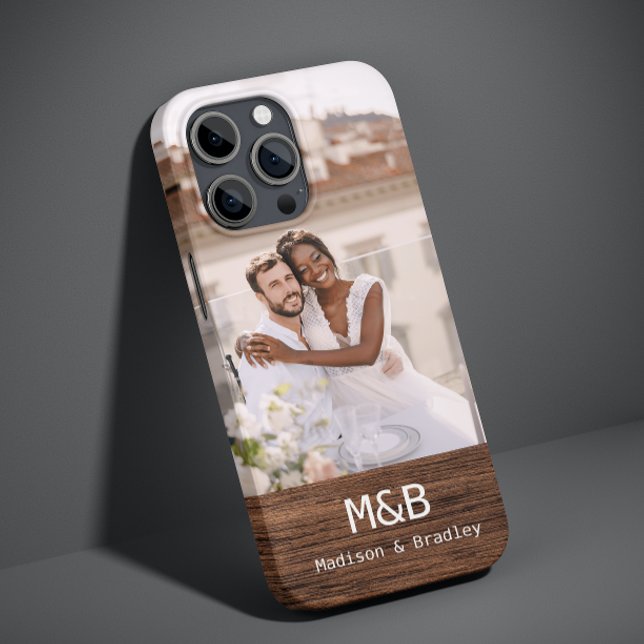 Monogram Foto Couple Wood Personalisiert Name Case-Mate iPhone Hülle (Von Creator hochgeladen)