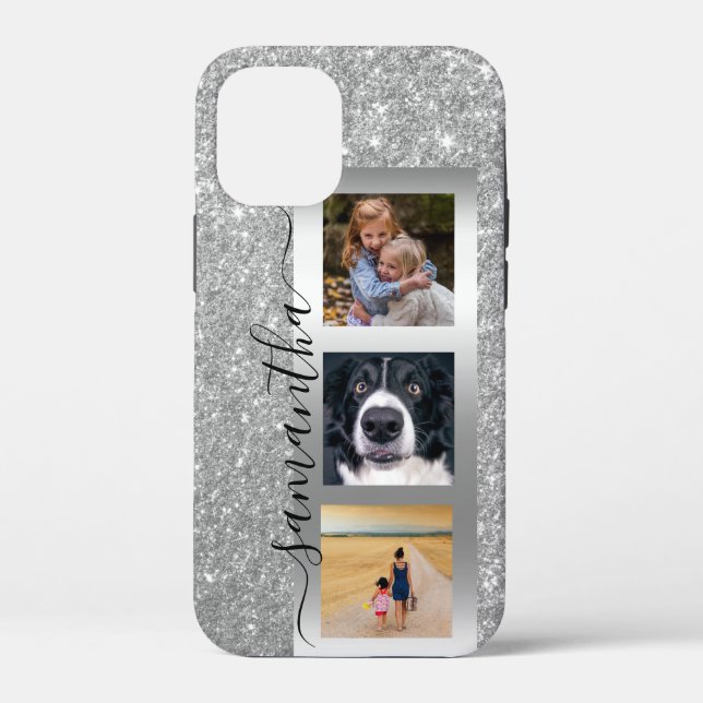 Monogram Foto Glitzer Rose Gold Handgeschriebene Case-Mate iPhone Hülle (Rückseite)