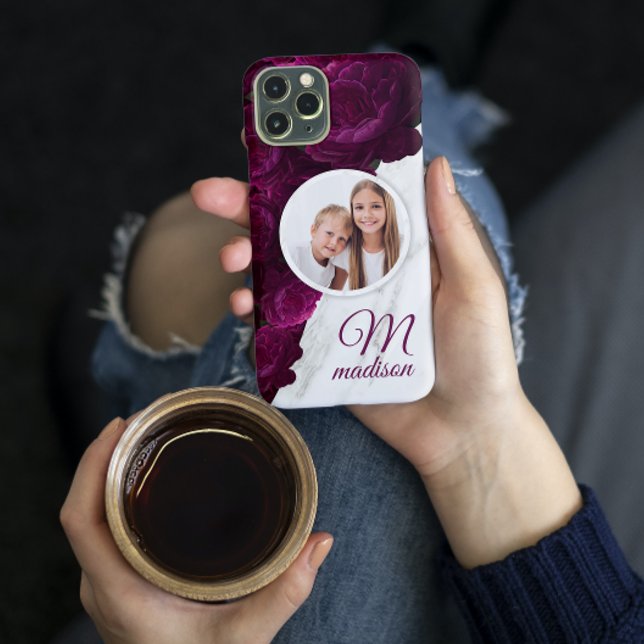 Monogram Foto Moderner Blumenmarmor-Individuelle N Case-Mate iPhone Hülle (Von Creator hochgeladen)