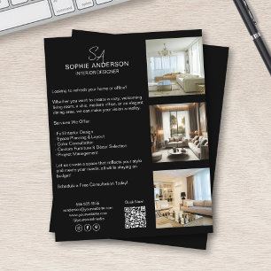 Monogram Foto QR Schwarz Professional Business Flyer