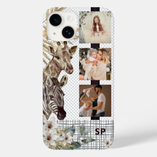 Monogram Foto Safari Animal Floral Modern Girl Case-Mate iPhone 14 Hülle