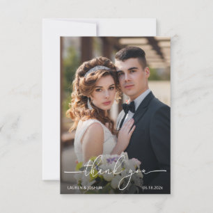 Monogram Foto Script Hochzeit Dankeskarte