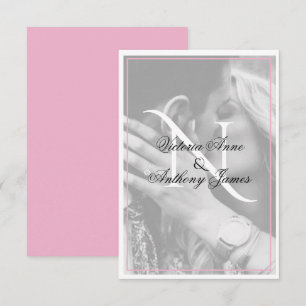 Monogram Foto Script Rosa Hochzeit Dankeschön Kart Dankeskarte