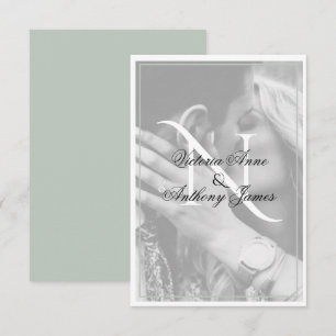 Monogram Foto Script Wedding Dankeschön Card Dankeskarte