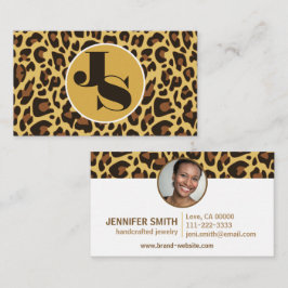 Monogram Foto Template Leopard Print Rockabily Visitenkarte
