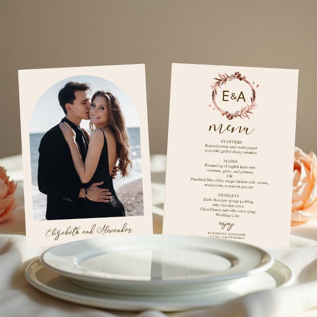 Monogram Foto Wedding Menu Card Einladung (Von Creator hochgeladen)