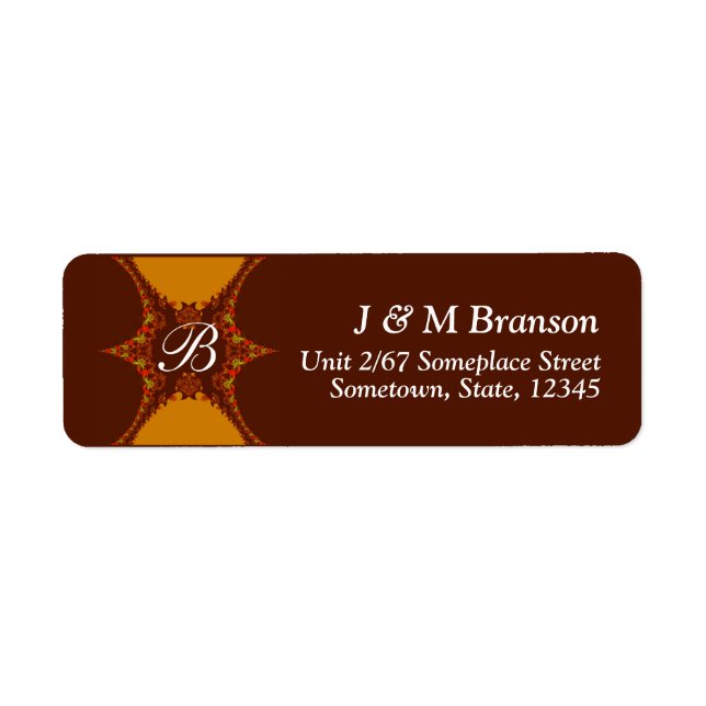 Monogram Fraktal Art Lace Address Label (Vorne)