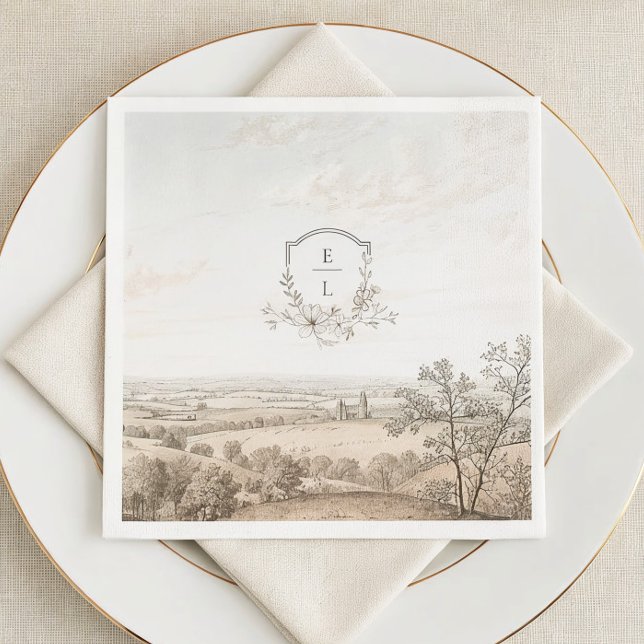 Monogram French Country Wedding Personalized Serviette (Von Creator hochgeladen)